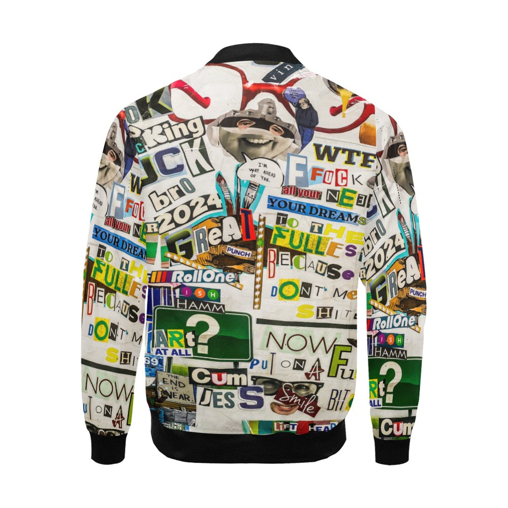 Magazine Cutout Bomber Jacket