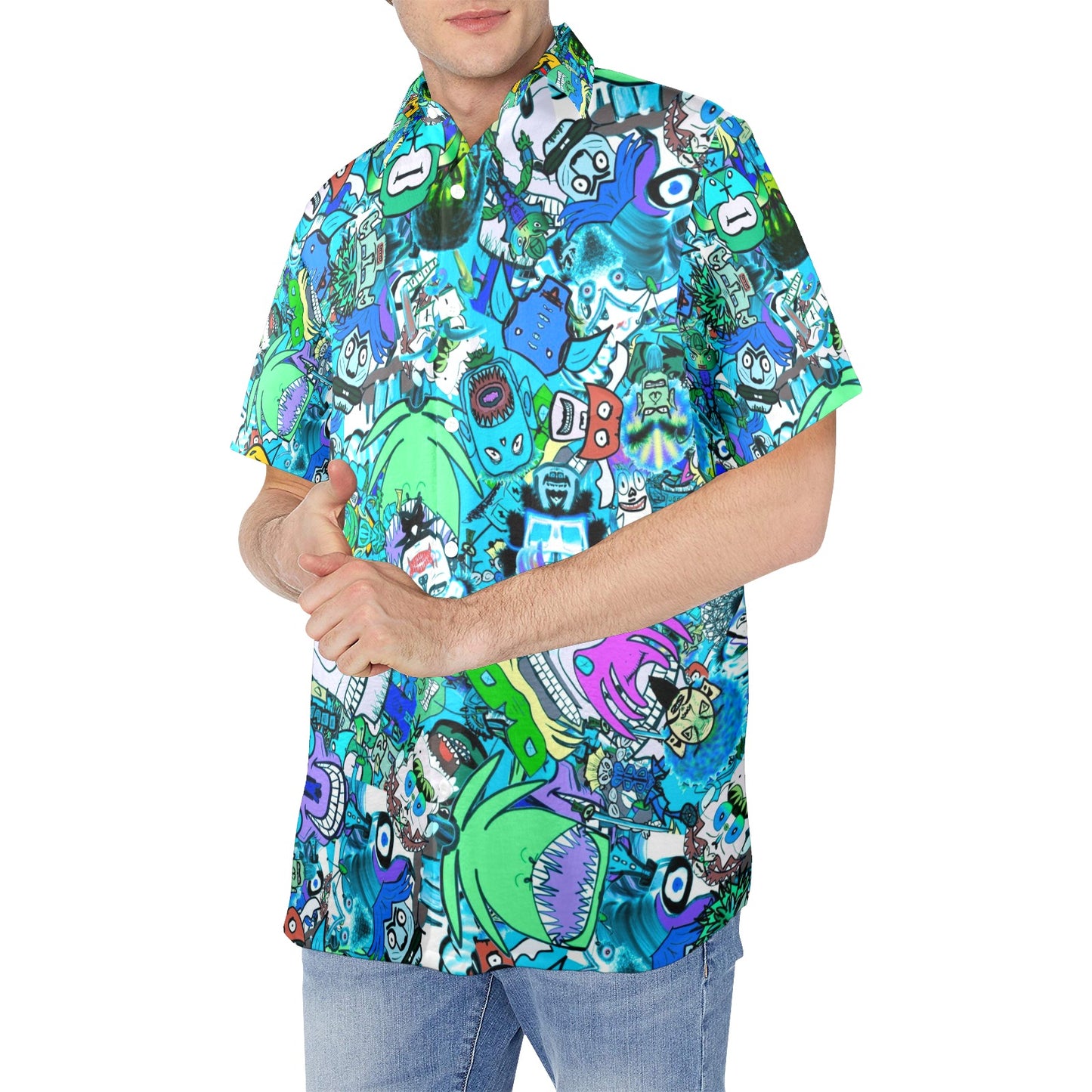 Very Sketchy Aqua Button Down