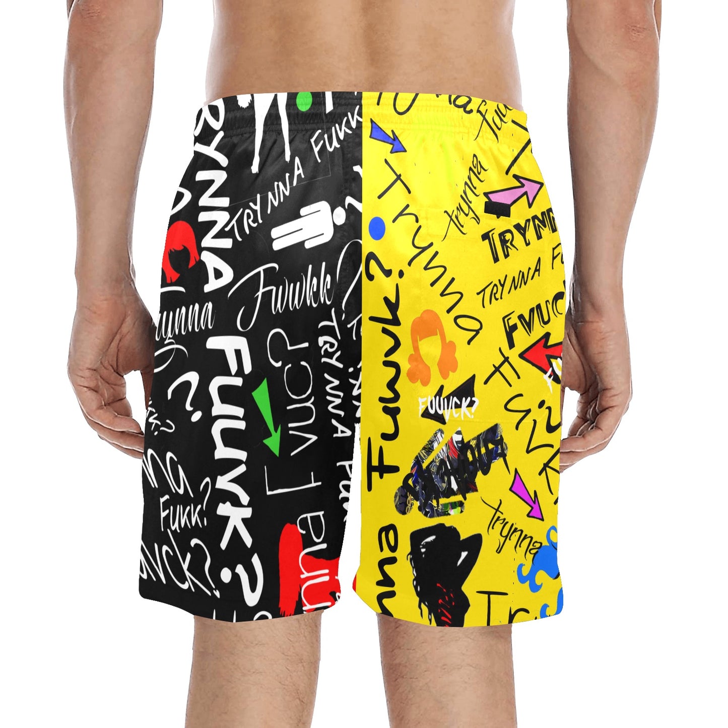 TF Black & Yellow Beach Shorts