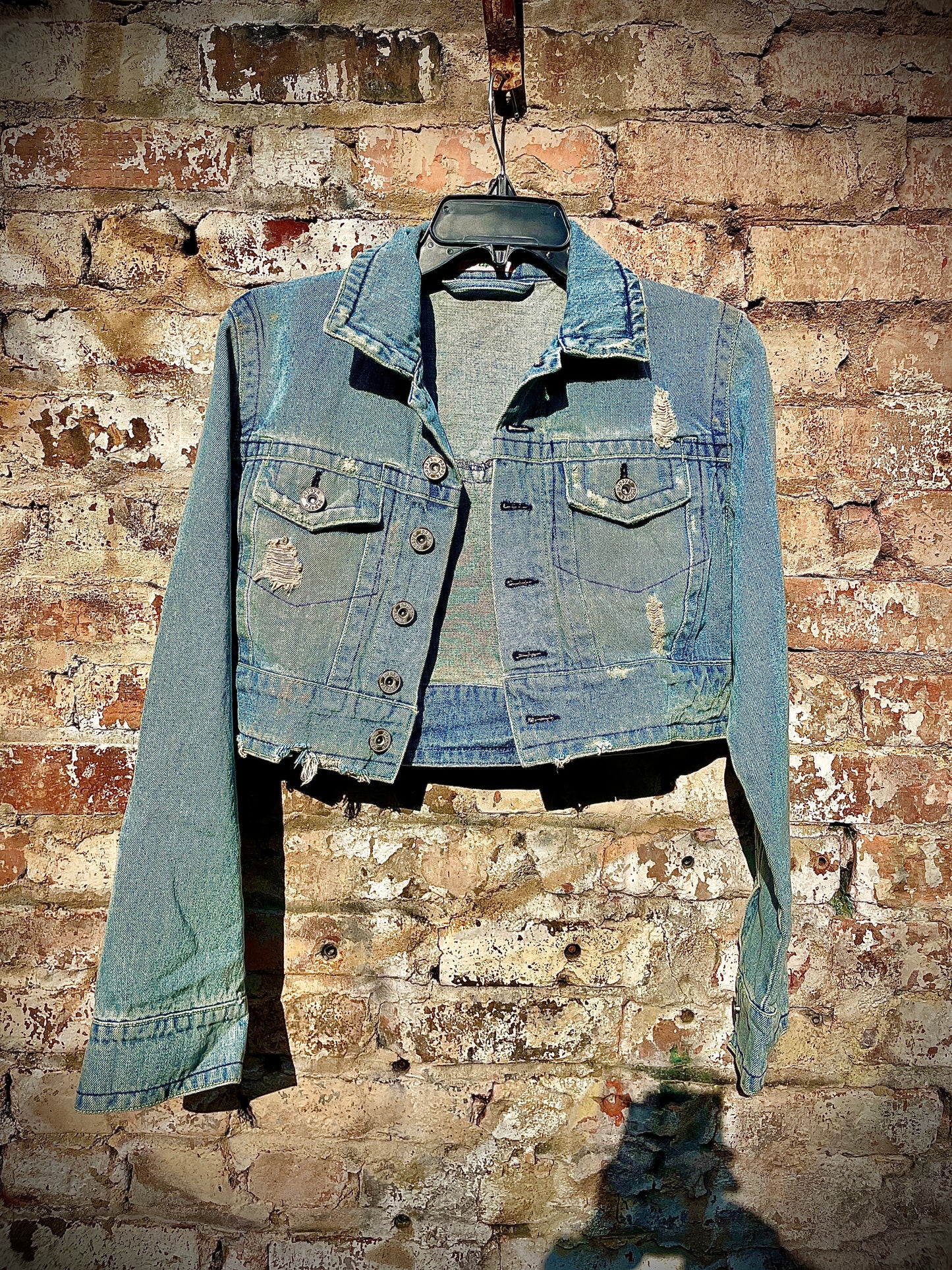 Vintage Hand Painted Light Denim Crop Jacket “LITBNTFI”