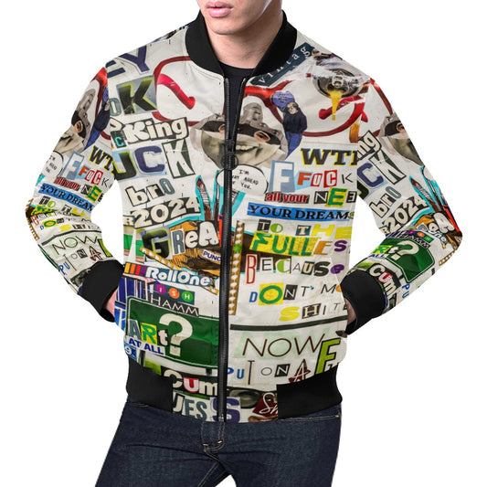 Magazine Cutout Bomber Jacket