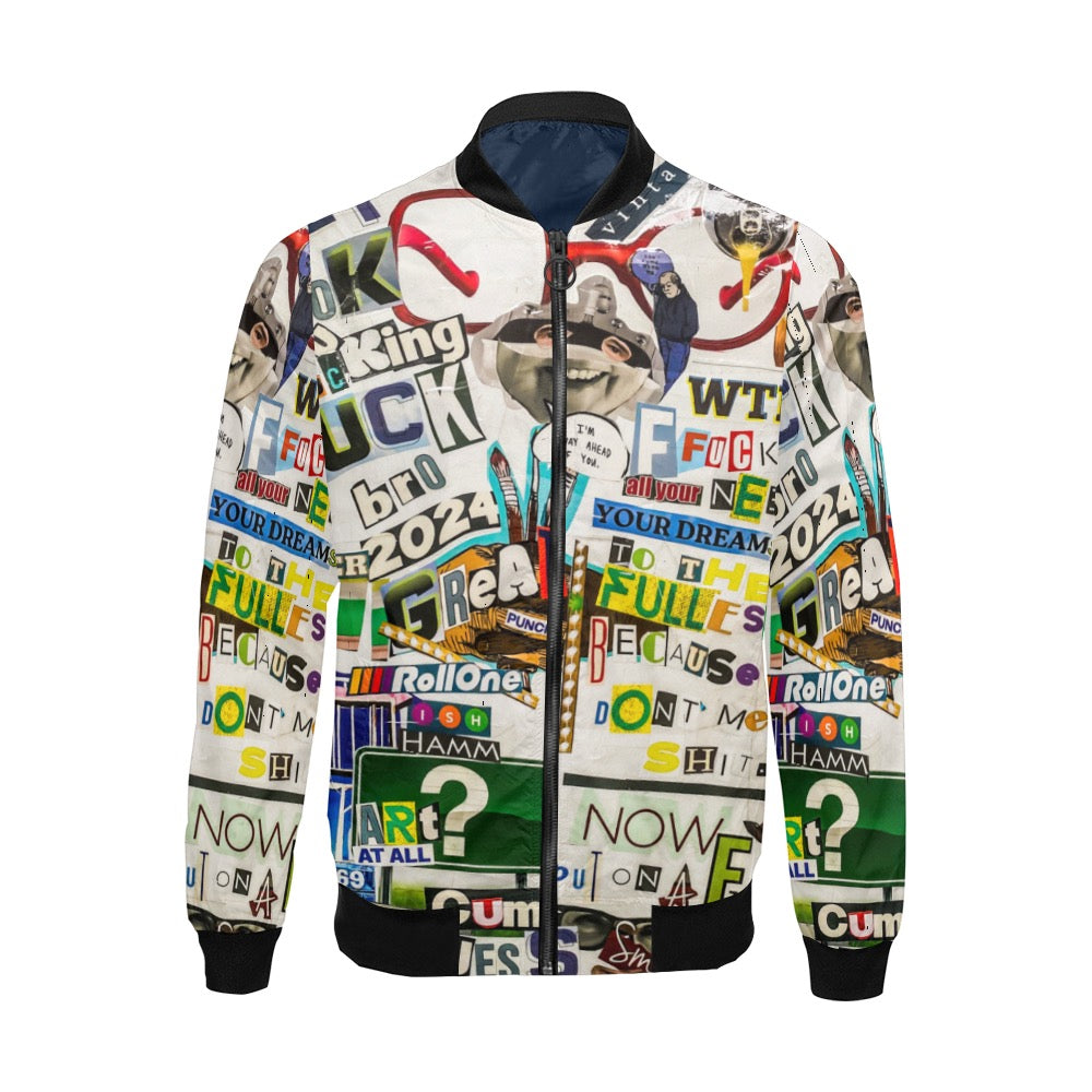 Magazine Cutout Bomber Jacket