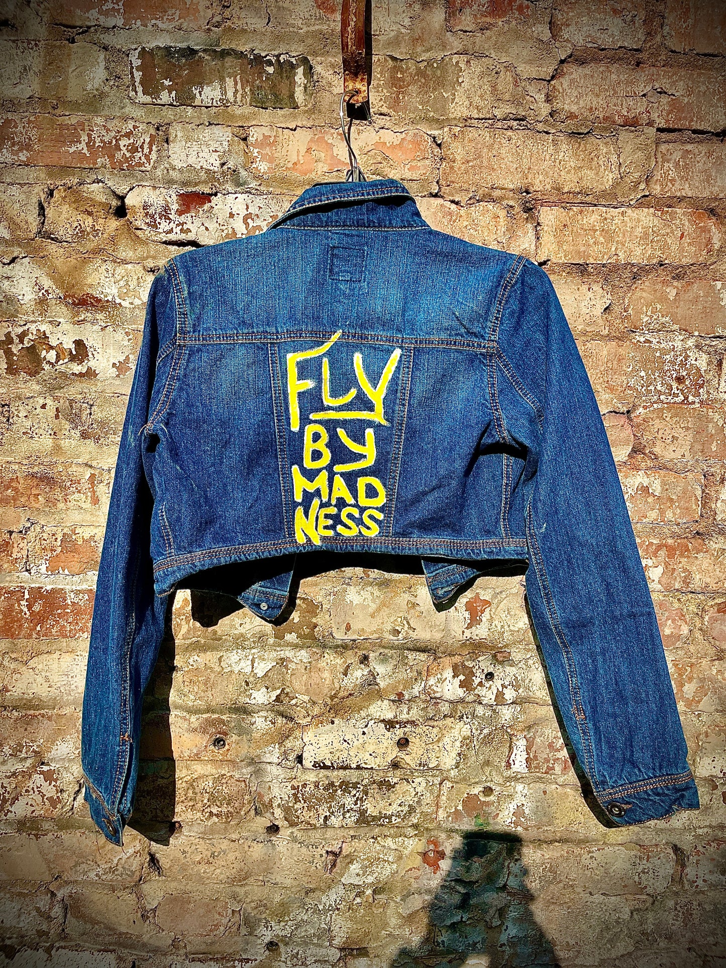 Vintage Hand Painted Denim Jacket “FLYBYMADNESS”