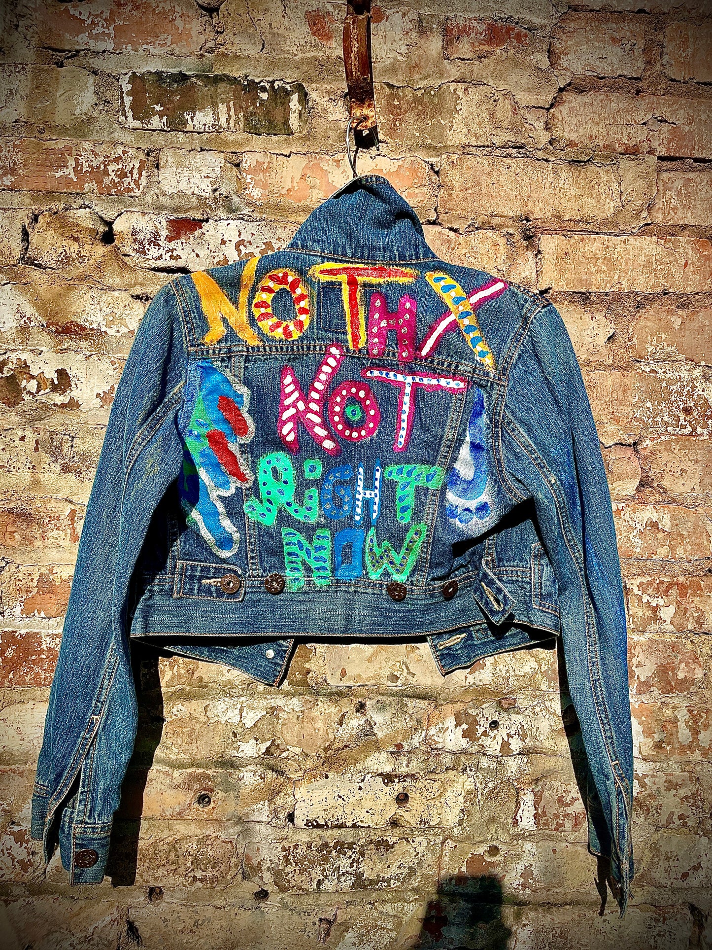 Vintage Hand Painted Crop Denim Jacket “NTNRN”