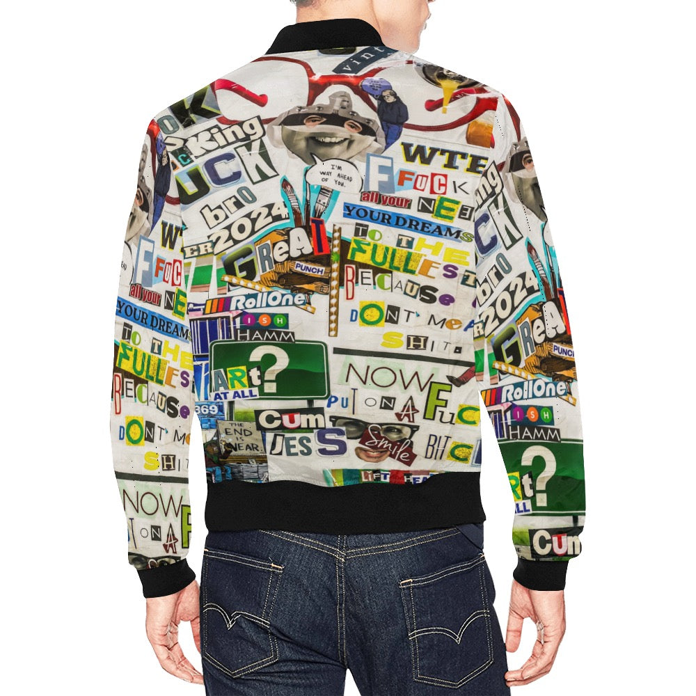 Magazine Cutout Bomber Jacket