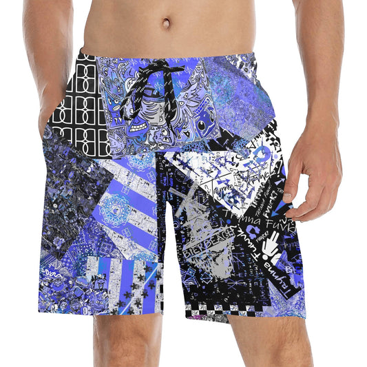 TF Purple Collage Beach Shorts