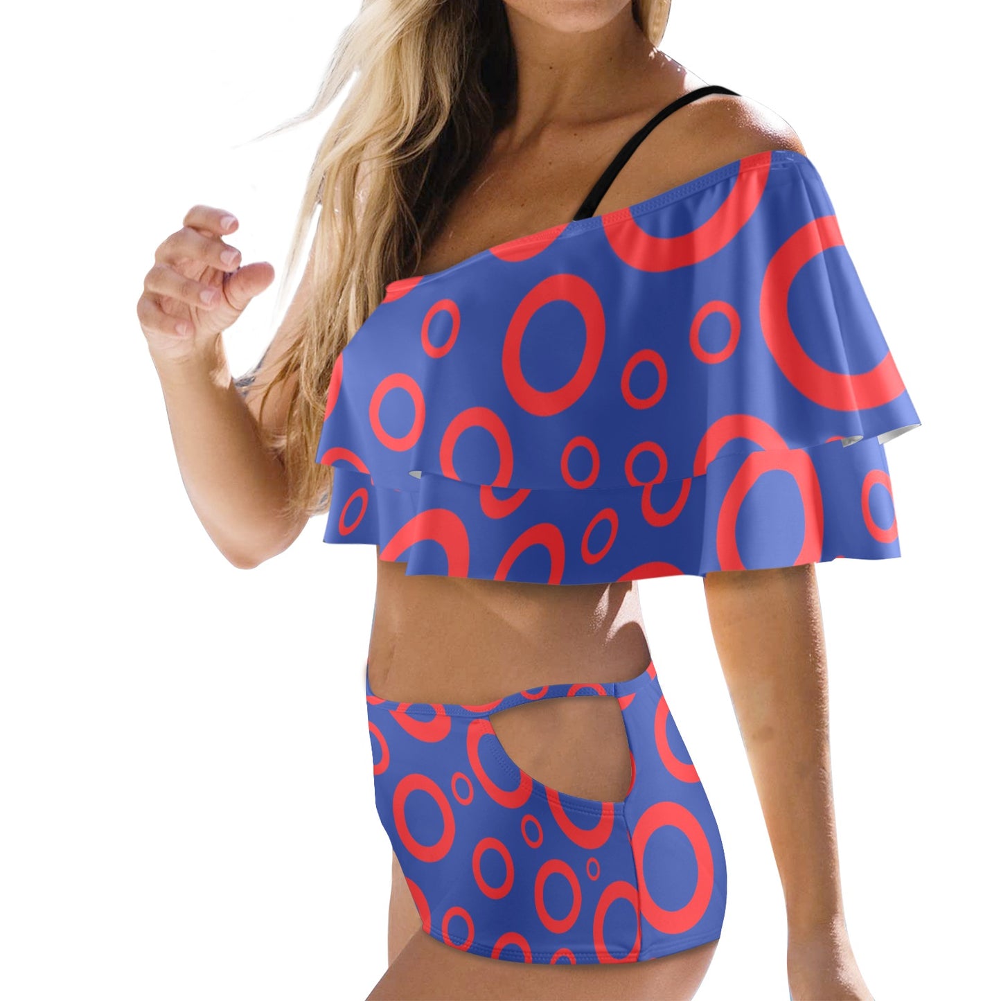 Phish Donut Ruffle Off Shoulder Bikini