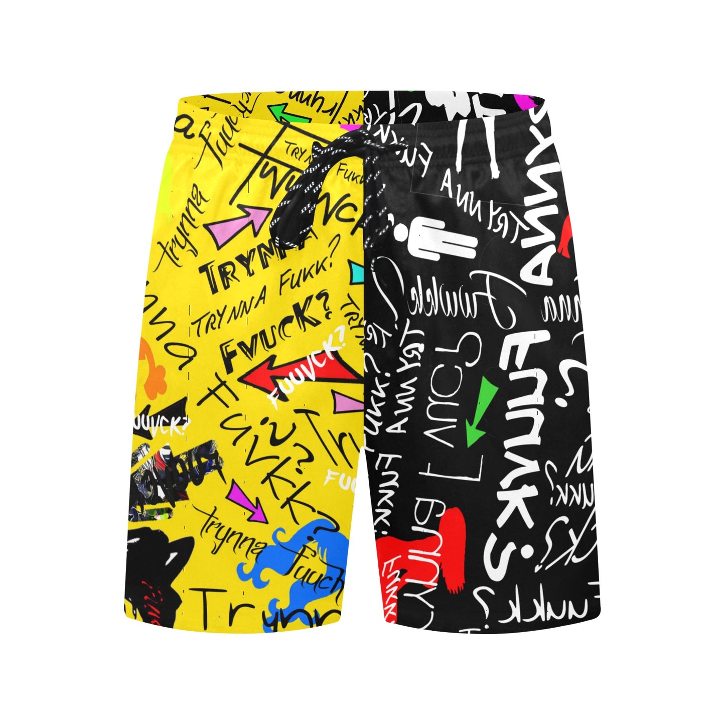 TF Black & Yellow Beach Shorts