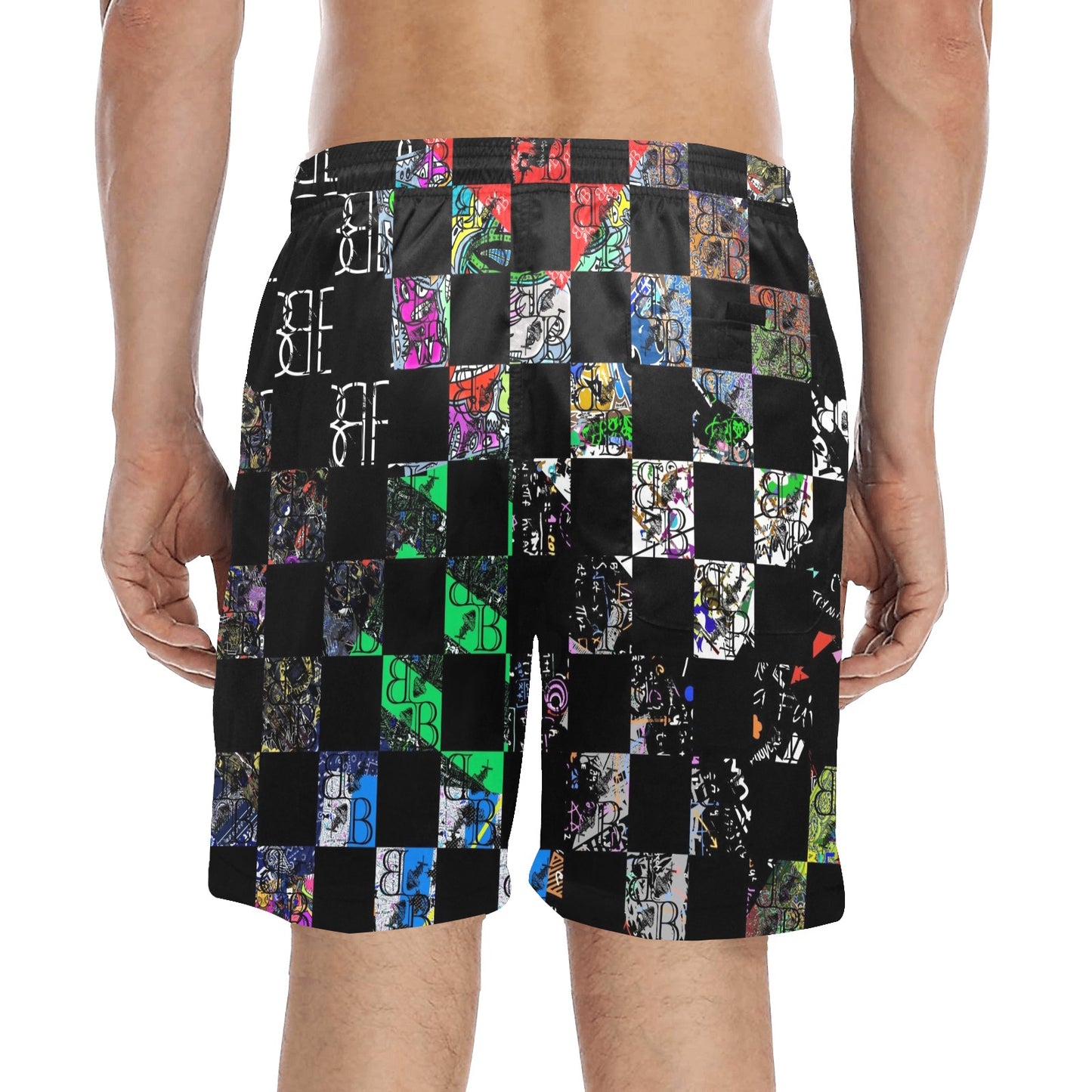 BB Checkered Collage Beach Shorts