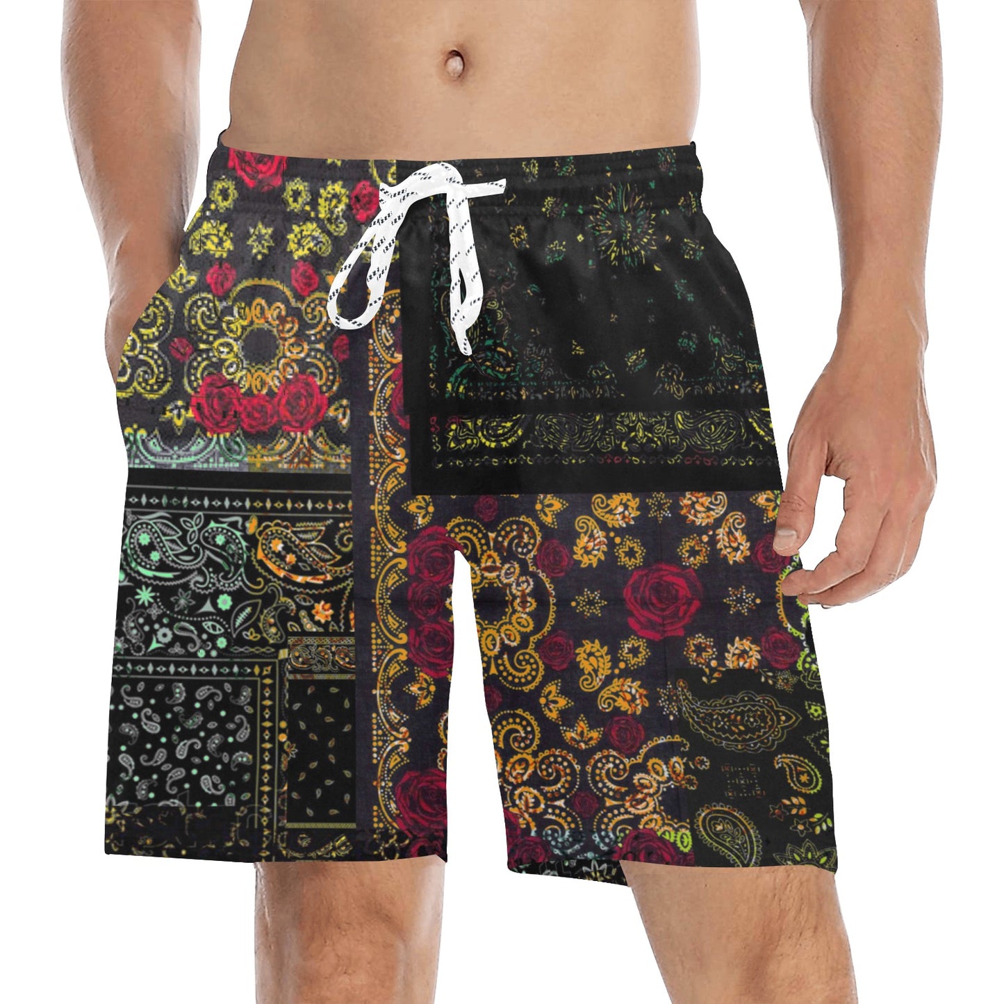 Midi Paisley Beach Shorts