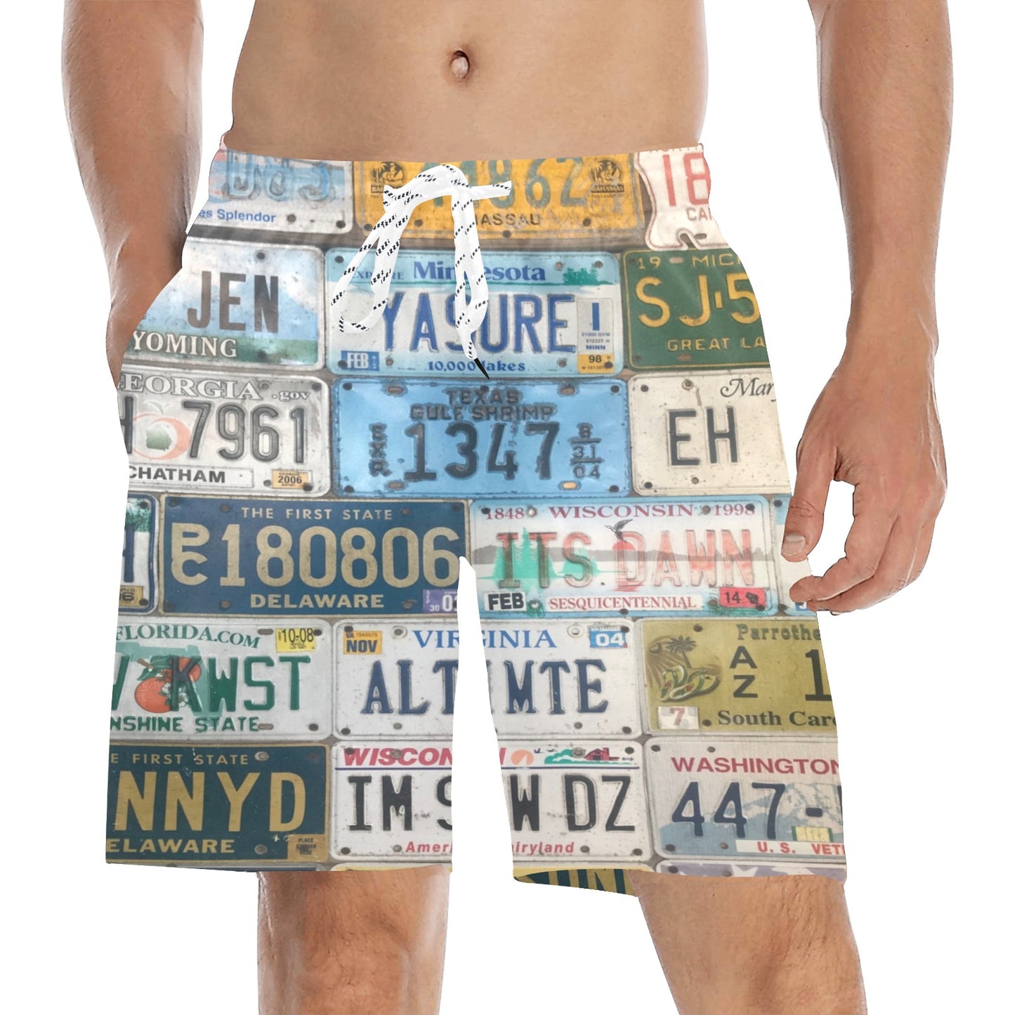 License Plates Beach Shorts