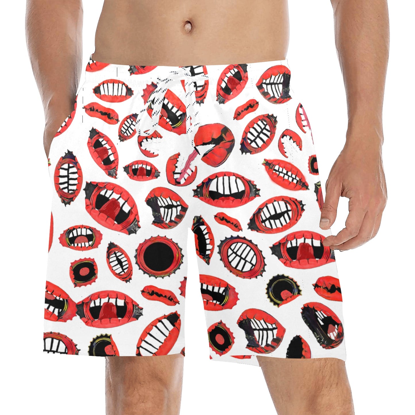 SPU White Mouths Beach Shorts