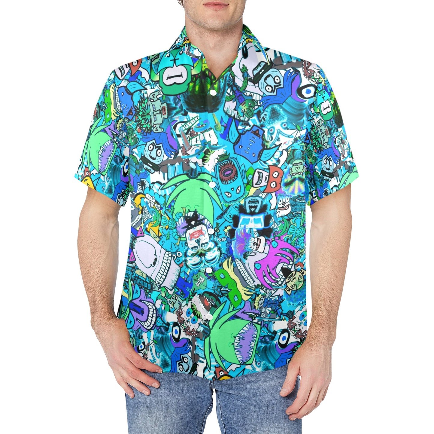 Very Sketchy Aqua Button Down