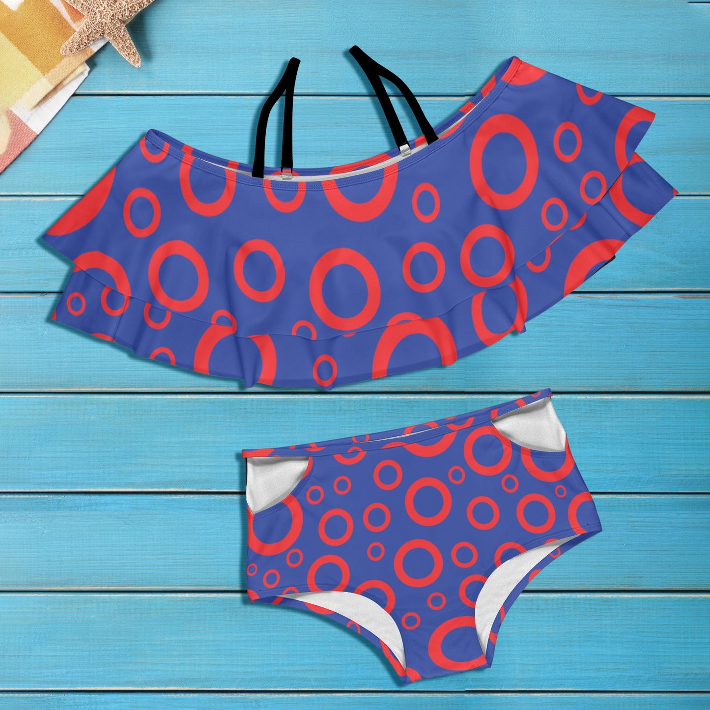 Phish Donut Ruffle Off Shoulder Bikini