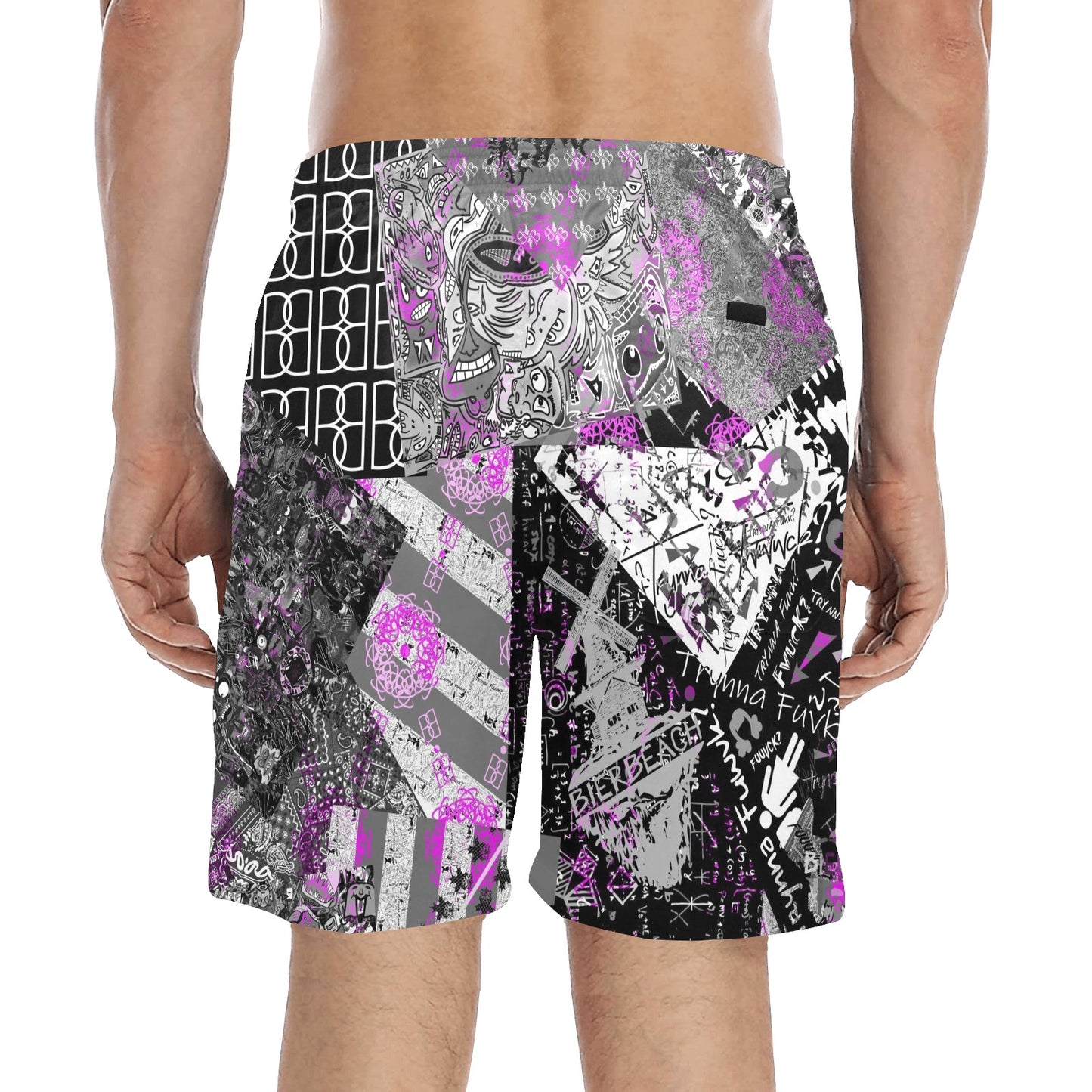 TF Purple Collage Beach Shorts