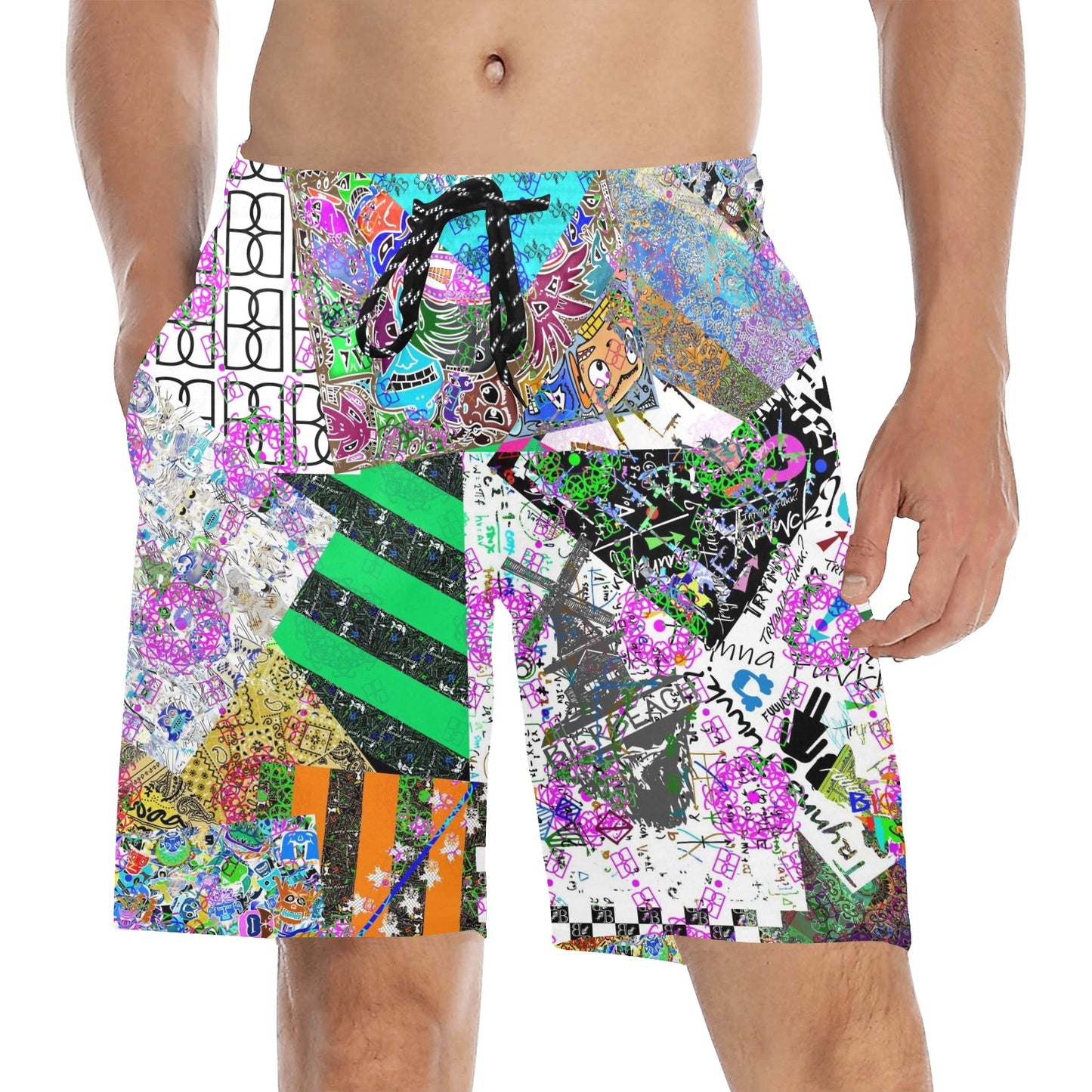 BB Bleach Collage Beach Shorts