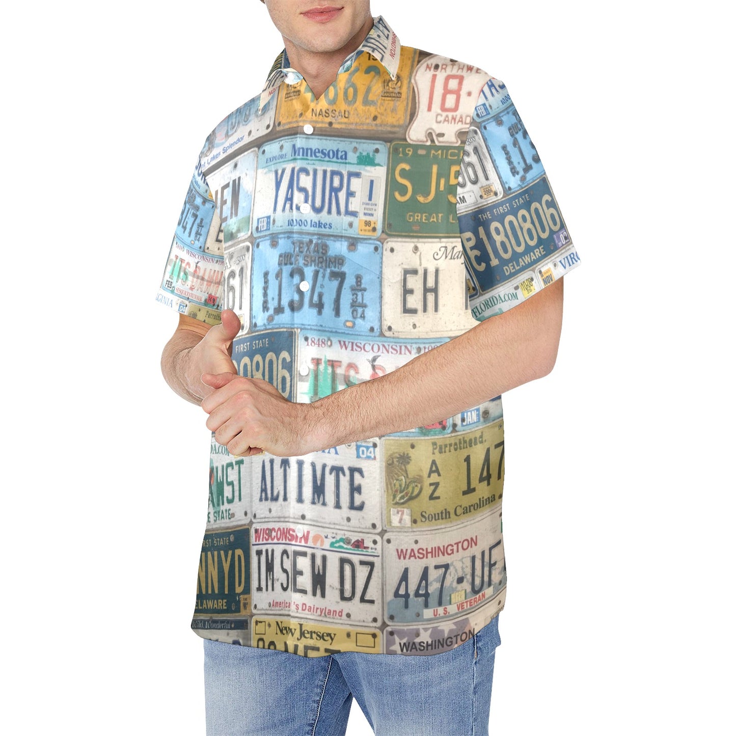 License Plates Button Down