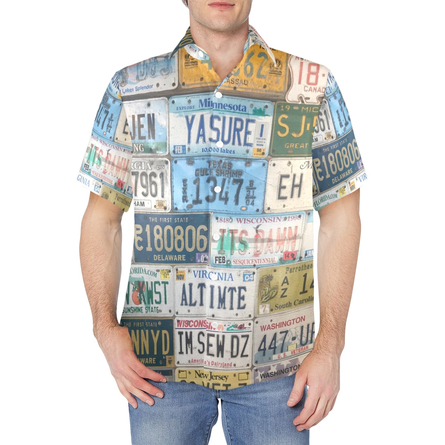 License Plates Button Down